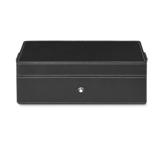 Scatola da scrivania in pelle per tre strumenti di scrittura e un calamaio