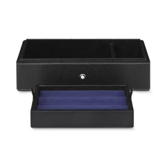 Scatola da scrivania in pelle per tre strumenti di scrittura e un calamaio