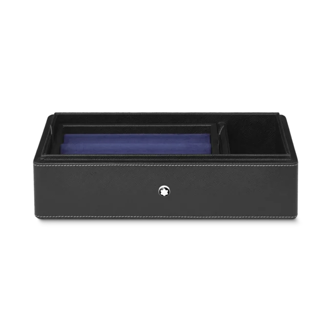 Scatola da scrivania in pelle per tre strumenti di scrittura e un calamaio