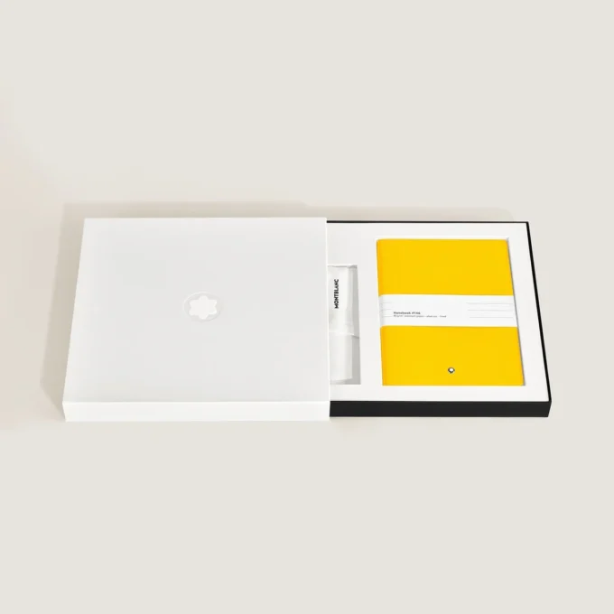 Set con penna roller PIX gialla e taccuino #146 giallo (a righe)