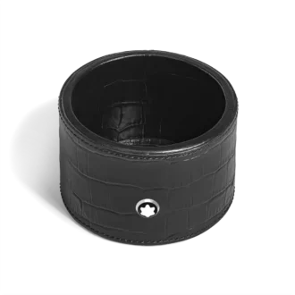 Vassoio da scrivania medio, pelle goffrata cocco, nero