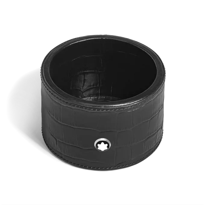 Vassoio da scrivania medio, pelle goffrata cocco, nero