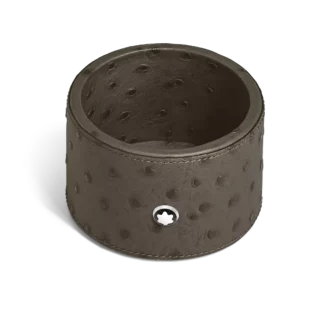 Vassoio da scrivania medio, pelle goffrata struzzo, kaki