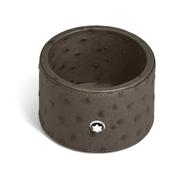 Vassoio da scrivania medio, pelle goffrata struzzo, kaki