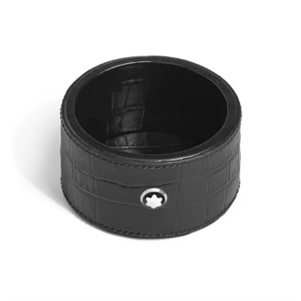 Vassoio da scrivania piccolo, pelle goffrata coccodrillo, nero