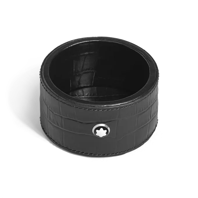 Vassoio da scrivania piccolo, pelle goffrata coccodrillo, nero