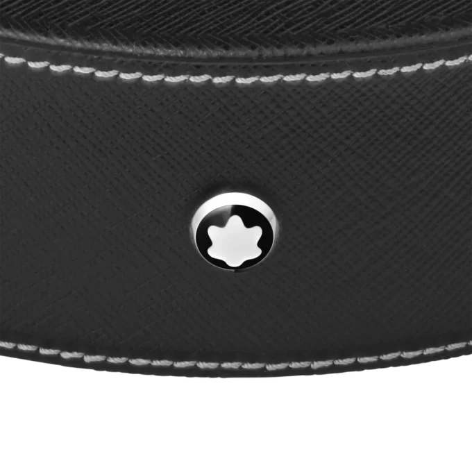 Vassoio da scrivania rotondo in pelle nera (grande)