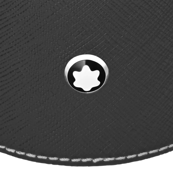 Vassoio da scrivania rotondo in pelle nera (medio)