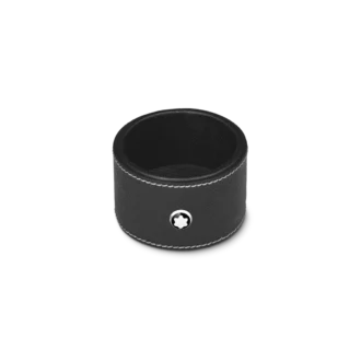 Vassoio da scrivania rotondo in pelle nera (piccolo)