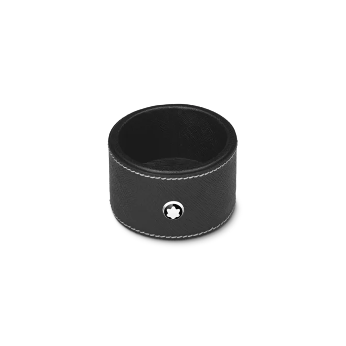 Vassoio da scrivania rotondo in pelle nera (piccolo)